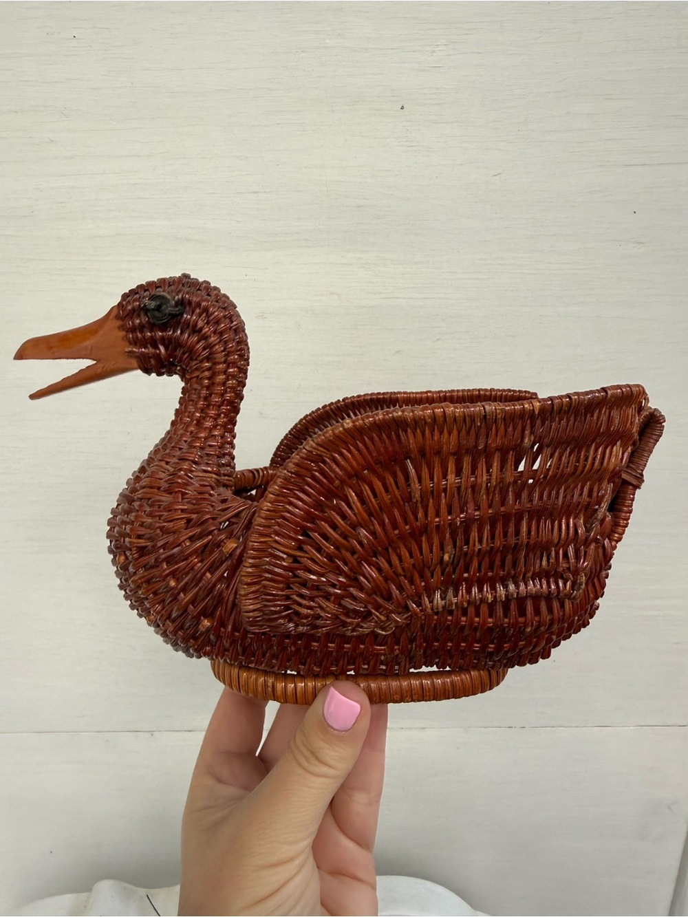 Vintage Wicker Duck Basket